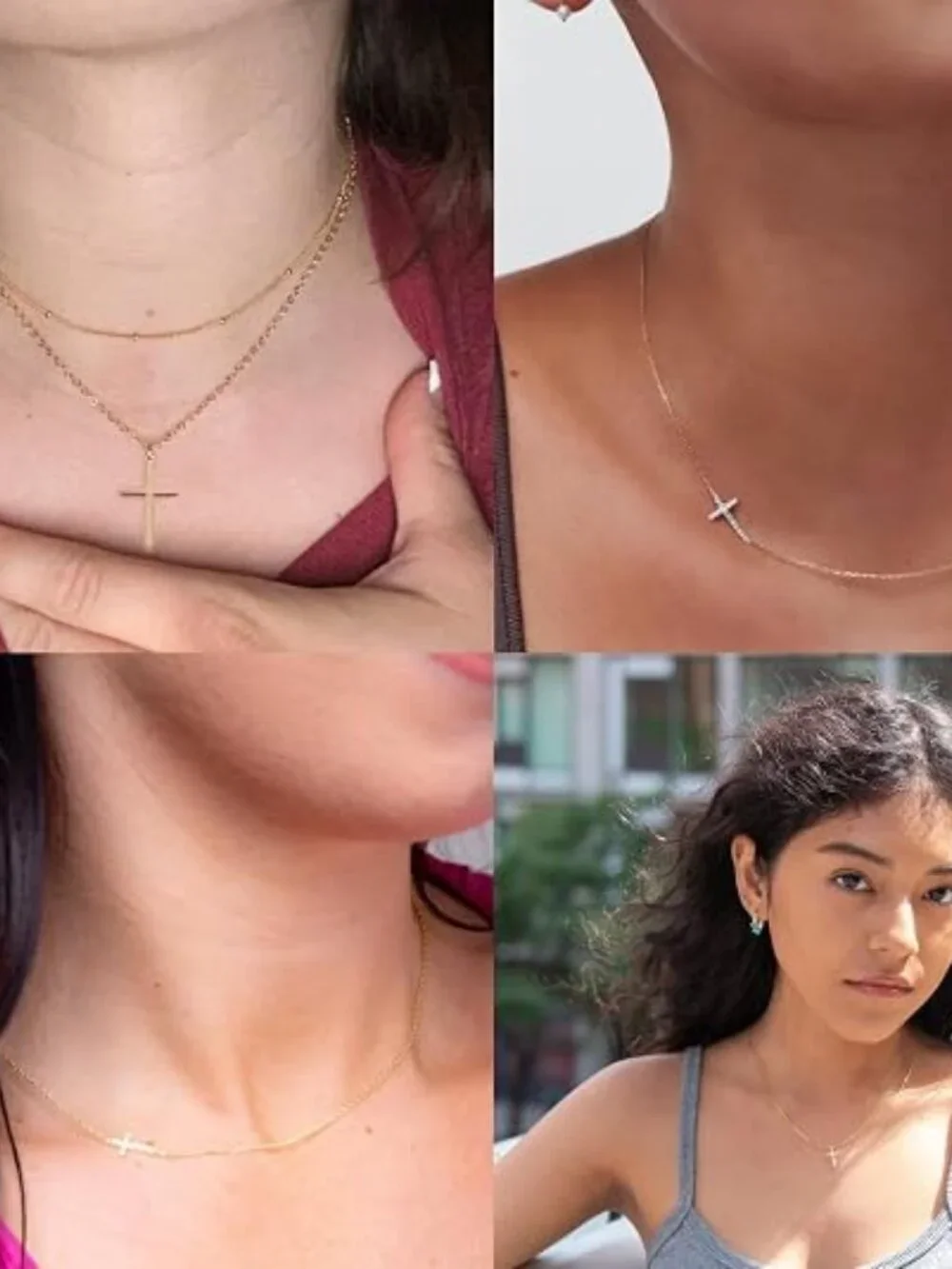 Cross Necklace for Women Teen Girls, Dainty 14K Gold Silver Plated Cross Choker
